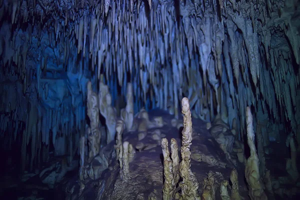 Unterwasserhöhle Tropfsteinlandschaft Höhlentauchen Yucatan Mexiko Blick Cenote Unter Wasser — Stockfoto