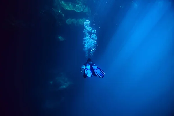 Cenote Angelita Mexiko Höhlentauchen Extremabenteuer Unter Wasser Landschaft Unter Wassernebel — Stockfoto