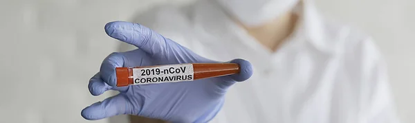 Concepto Coronavirus 2019 Ncov Prueba Riesgo Biológico Vitro Del Virus —  Fotos de Stock