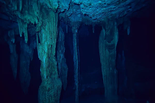 Grotte Sous Marine Stalactites Paysage Plongée Sous Marine Yucatan Mexico — Photo