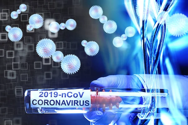 Konzepttest Coronavirus Covid Biohazard Chemical Hazard Labornachahmung — Stockfoto