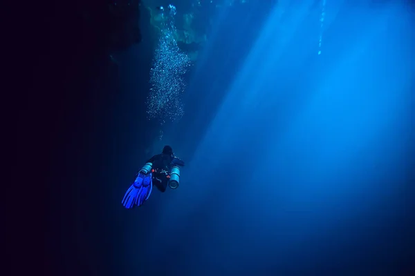 Cenote Angelita Messico Immersioni Grotta Avventura Estrema Sott Acqua Paesaggio — Foto Stock