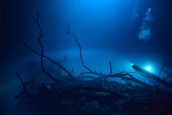 Krajina Potápění Cenote Podvodní Mlha Sirovodíku Extrémní Dobrodružství Mexiku — Stock fotografie