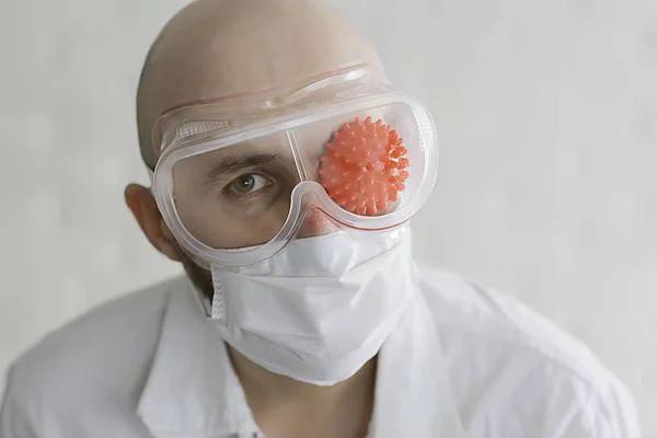 Doctor Coronavirus Test Concept Virus Epidemic Imitation Laboratory Bio Hazard — Stock Photo, Image