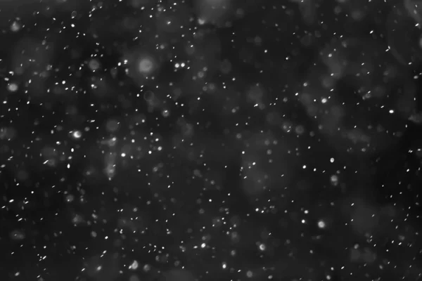 Snow Black Background Abstract Texture Snowflakes Falling Sky Overlay — Stock Photo, Image