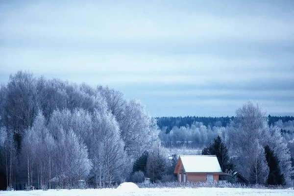 冬のロシアの村 1月の雪の風景 村の家 — ストック写真