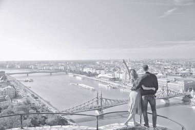 Aşıklar Budapeşte manzarası, Budapeşte 'deki Gellert Tepesi, Hungary