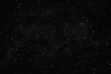 Kar siyah arkaplan soyut dokusu, gökyüzüne düşen kar taneleri