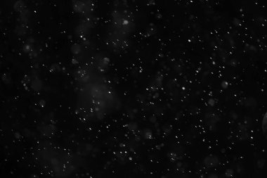Kar siyah arkaplan soyut dokusu, gökyüzüne düşen kar taneleri