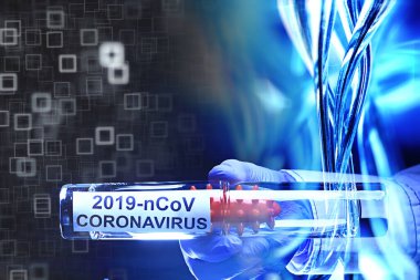 Kavram Coronavirus 2019-ncov, tüp bebek biyolojik tehlike testi virüsü.