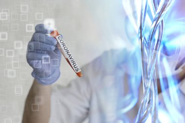 Kavram Coronavirus 2019-ncov, tüp bebek biyolojik tehlike testi virüsü.