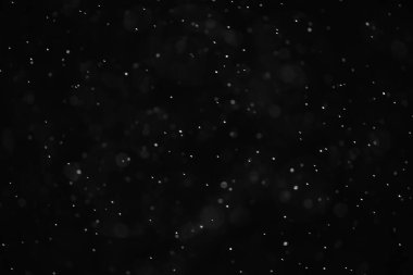 Kar siyah arkaplan soyut dokusu, gökyüzüne düşen kar taneleri