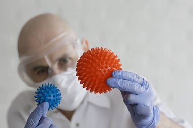 Coronovirus modeli, arkaplan, soyut plastik masaj topu modeli, molekül konsepti 2019-ncov