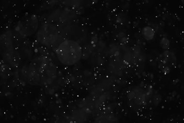 Kar siyah arkaplan soyut dokusu, gökyüzüne düşen kar taneleri