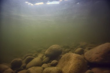 Işık ışınları su altında tatlı göl, soyut arkaplan doğa manzara güneş suyu