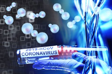 konsept test koronavirüs covid-19, biyolojik tehlike, kimyasal tehlike, laboratuvar taklidi