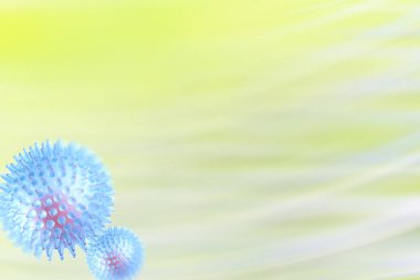 Virüs konsepti, soyut biyoloji arkaplanı, bulanık arkaplan ve koronavirüs virüs modeli