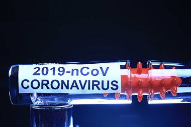 konsept test koronavirüs covid-19, biyolojik tehlike, kimyasal tehlike, laboratuvar taklidi