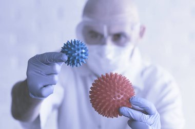 Coronovirus modeli, arkaplan, soyut plastik masaj topu modeli, molekül konsepti 2019-ncov