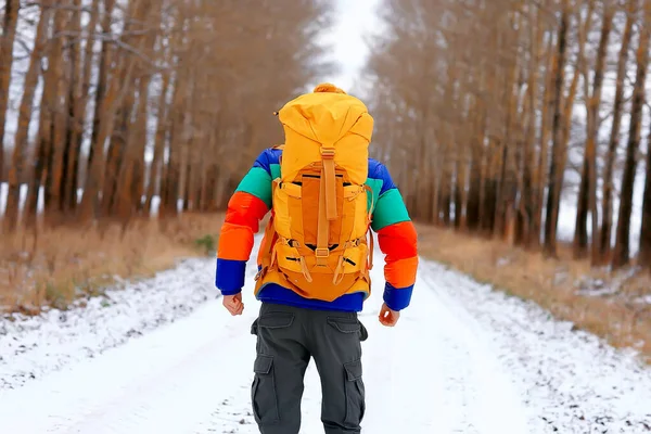 Арктичний Турист Вигляд Людини Рюкзаком Туриста Скандинавії Фінляндія — стокове фото