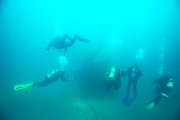 沉船潜水景观水下 船底老旧 — 图库照片