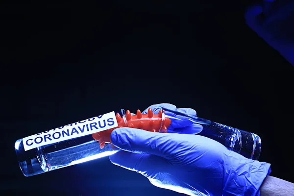 Kavram Coronavirus 2019 Ncov Tüp Bebek Biyolojik Tehlike Testi Virüsü — Stok fotoğraf