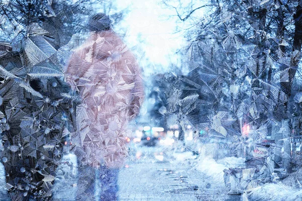 冬の街風景12月の都市景観路地で — ストック写真