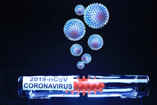 Koncept Test Coronavirus Covid Biohazard Chemické Nebezpečí Laboratorní Imitace — Stock fotografie