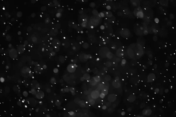 Sneeuw Zwarte Achtergrond Abstracte Textuur Sneeuwvlokken Vallen Lucht Overlay — Stockfoto