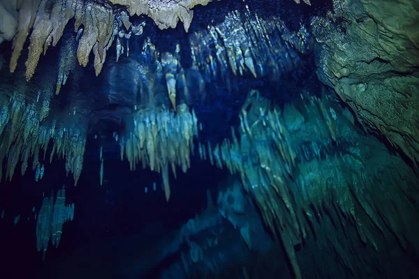 Grotte Sous Marine Stalactites Paysage Plongée Sous Marine Yucatan Mexico — Photo