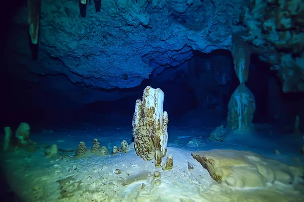 Víz Alatti Barlang Stalactites Táj Barlangi Búvárkodás Yucatan Mexico Kilátás — Stock Fotó
