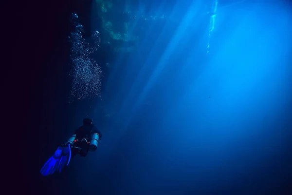 Cenote Angelita Μεξικό Σπηλιά Καταδύσεις Extreme Adventure Υποβρύχια Τοπίο Κάτω — Φωτογραφία Αρχείου