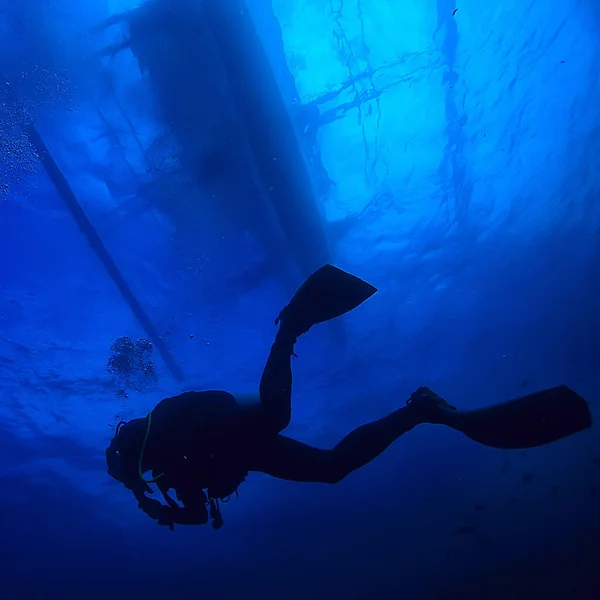 Shipwreck Diving Landscape Water Old Ship Bottom Treasure Hunt — Stock Photo, Image