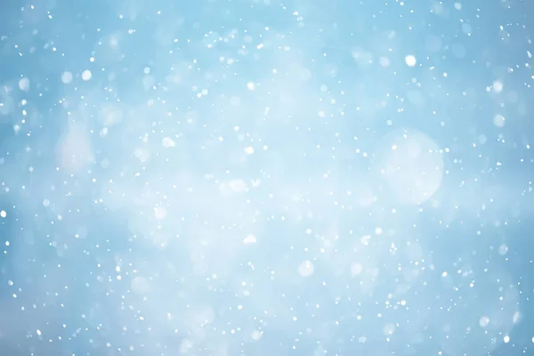 Fundo Azul Snowfall Bokeh Fundo Abstrato Floco Neve Azul Abstrato — Fotografia de Stock