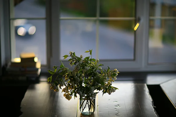 Blumenstrauß Aus Ästen Von Apfelbäumen Einer Vase Ein Schöner Strauß — Stockfoto