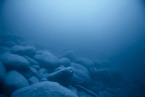 Steine Grund Der Unterwasserlandschaft Abstrakte Unschärfen Unter Wasserhintergrund — Stockfoto