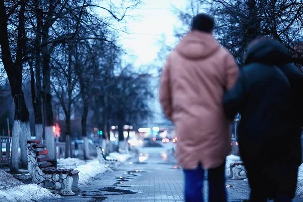 Улица Зимнем Городе Ландшафтный Фон Декабрь Городской Аллее — стоковое фото