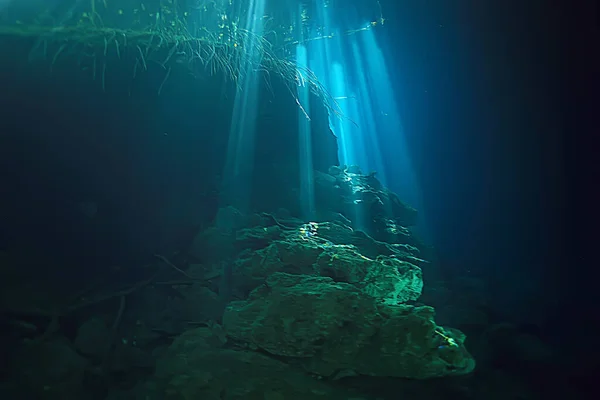 Víz Alatti Barlang Stalactites Táj Barlangi Búvárkodás Yucatan Mexico Kilátás — Stock Fotó