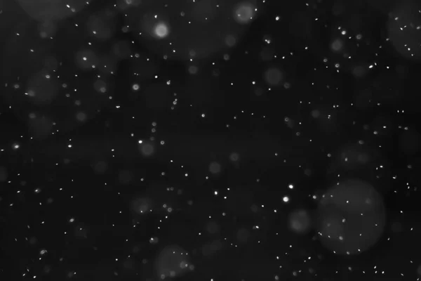 Snow Black Background Abstract Texture Snowflakes Falling Sky Overlay — Stock Photo, Image