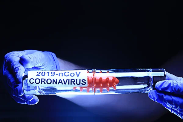 Koncept Test Coronavirus Covid Biohazard Chemické Nebezpečí Laboratorní Imitace — Stock fotografie