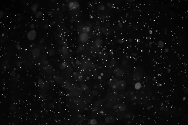 Snow Black Background Abstract Texture Snowflakes Falling Sky Overlay — Stock Photo, Image