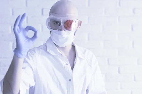 医師コロナウイルス検査概念ウイルス流行模倣実験室バイオハザード — ストック写真