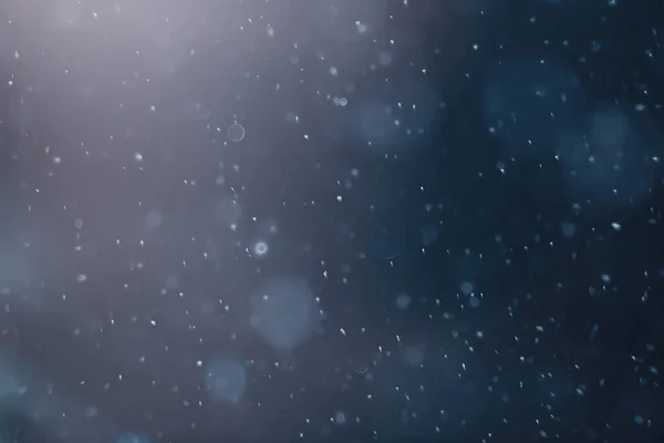 Sininen Lumisade Bokeh Tausta Abstrakti Lumihiutale Tausta Hämärtynyt Abstrakti Sininen — kuvapankkivalokuva