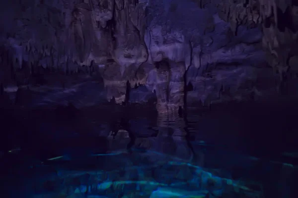 Unterwasserhöhle Tropfsteinlandschaft Höhlentauchen Yucatan Mexiko Blick Cenote Unter Wasser — Stockfoto