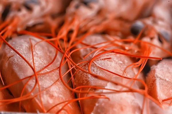 Crevettes Royales Congelées Fruits Mer Fond Macro Crevettes Rouges Fraîches — Photo