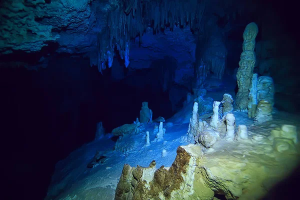 Grotte Sous Marine Stalactites Paysage Plongée Sous Marine Yucatan Mexico — Photo