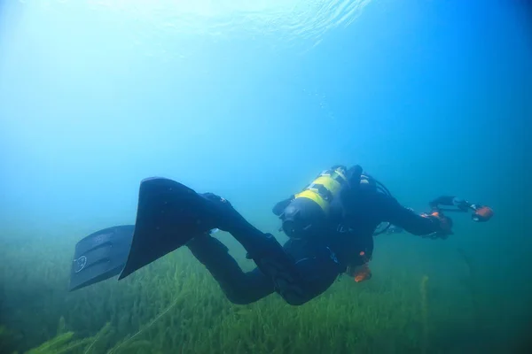 Grupo Buceadores Aguas Turbias Poco Claras Buceo Peligroso — Foto de Stock