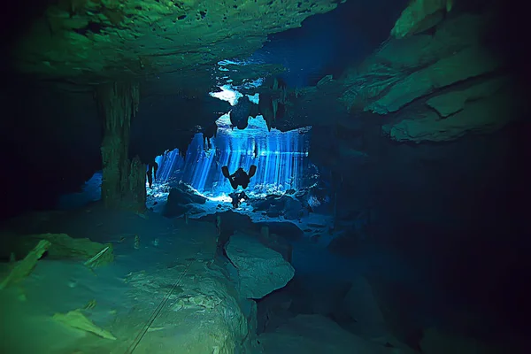 Cenote Angelita Mexiko Höhlentauchen Extremabenteuer Unter Wasser Landschaft Unter Wassernebel — Stockfoto