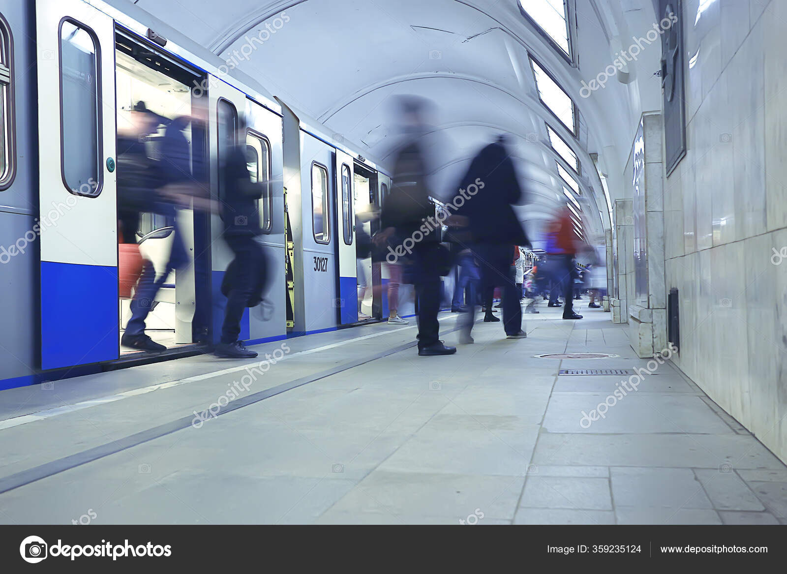 Urban Bustling in the Morning. People Rush To Public Transport. Passengers  Approach the Doors of the Metro Stock Photo - Image of background, person:  201395298