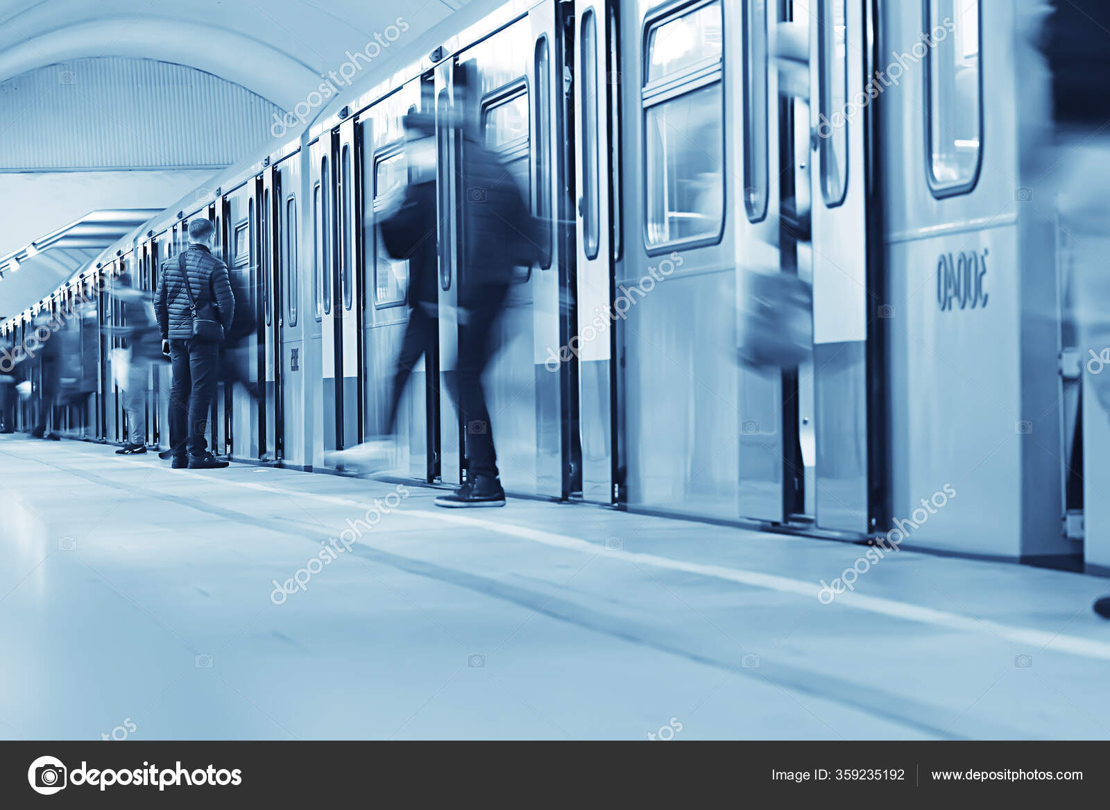 Urban Bustling in the Morning. People Rush To Public Transport. Passengers  Approach the Doors of the Metro Stock Photo - Image of background, person:  201395298